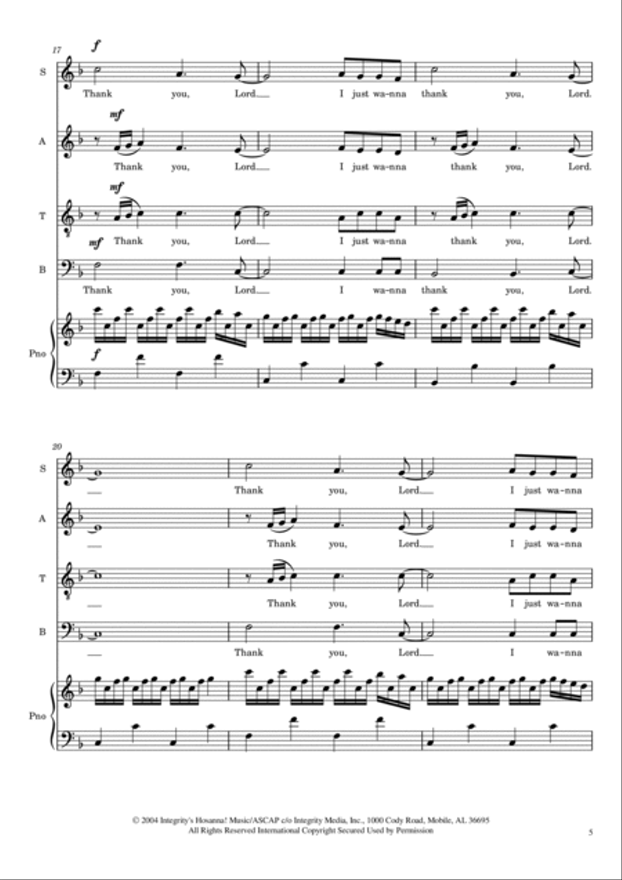 Thank You, Lord Thank You, Lord 4-Part scores gallery preview page 5
