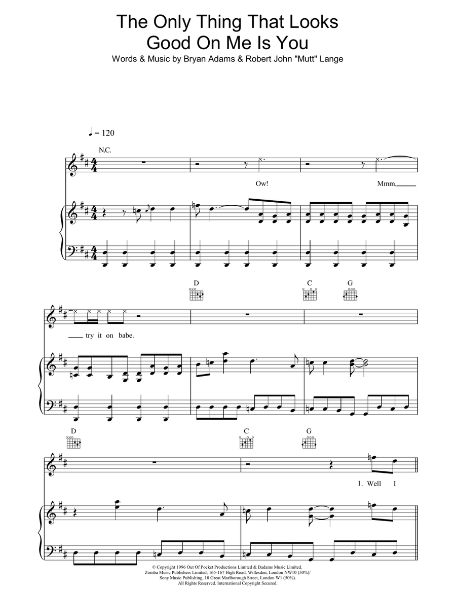 The Only Thing That Looks Good On Me Is You Piano, Vocal, Guitar scores gallery preview page 1