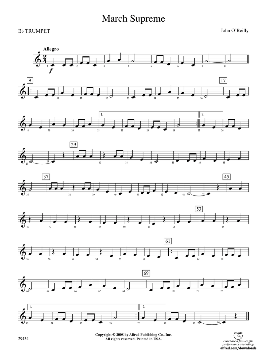 March Supreme: 1st B-flat Trumpet