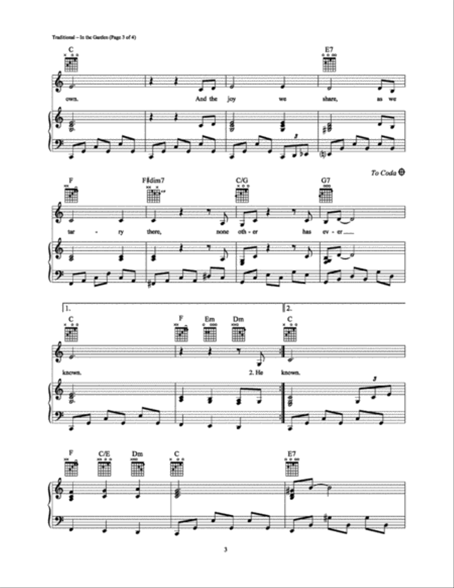 In the Garden Piano, Vocal, Guitar scores gallery preview page 3