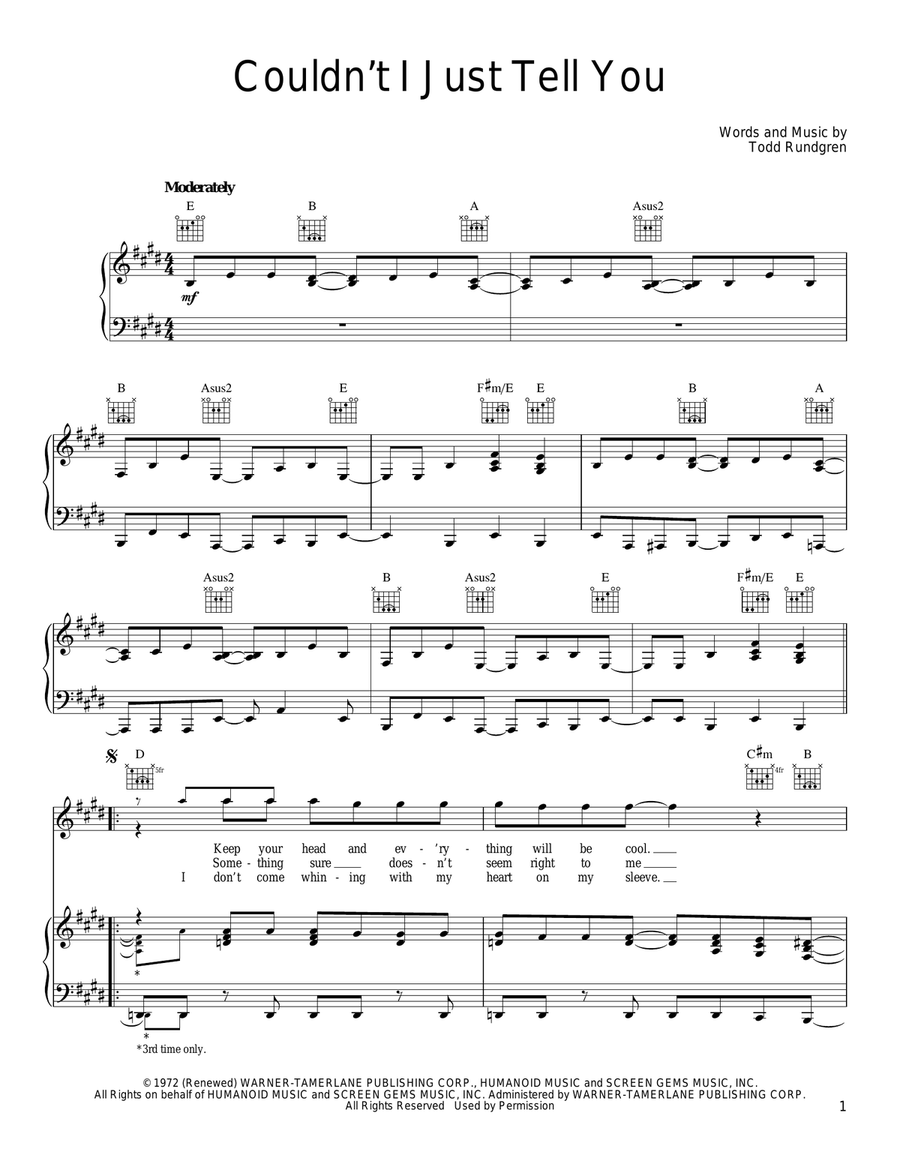 Couldn't I Just Tell You Piano, Vocal, Guitar scores gallery preview page 1