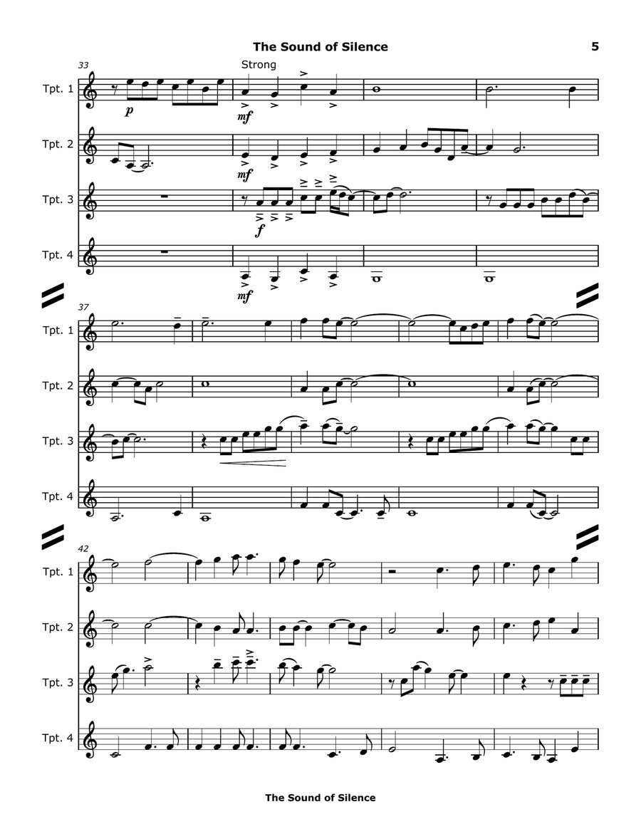 The Sound Of Silence Brass Quartet scores gallery preview page 5