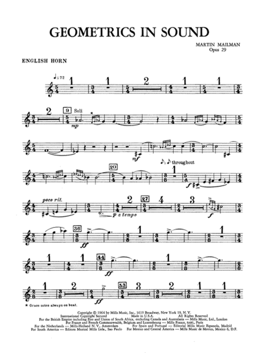 Geometrics in Sound, Op. 29: English Horn