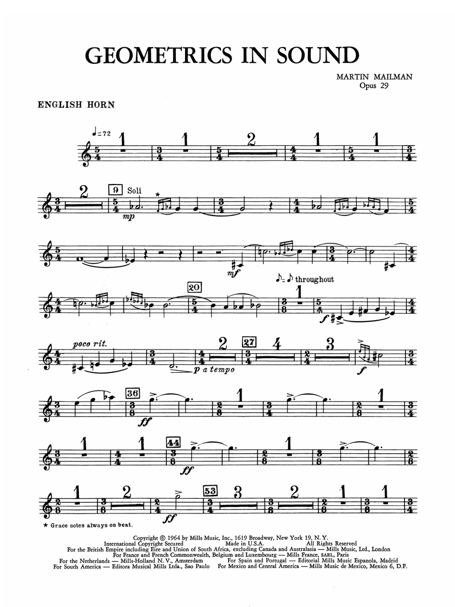 Geometrics in Sound, Op. 29: English Horn