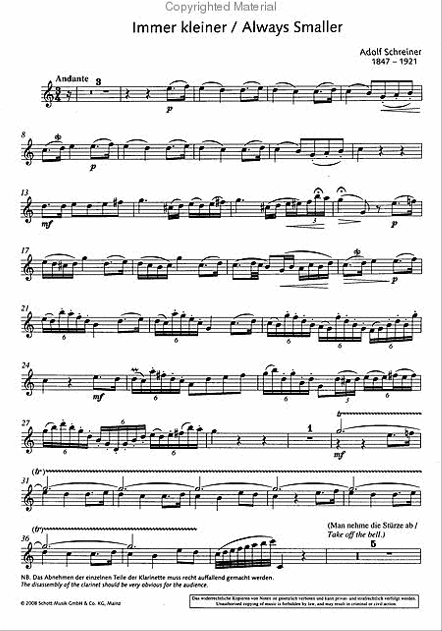 Immer kleiner (Always smaller) Clarinet Solo scores gallery preview page 4