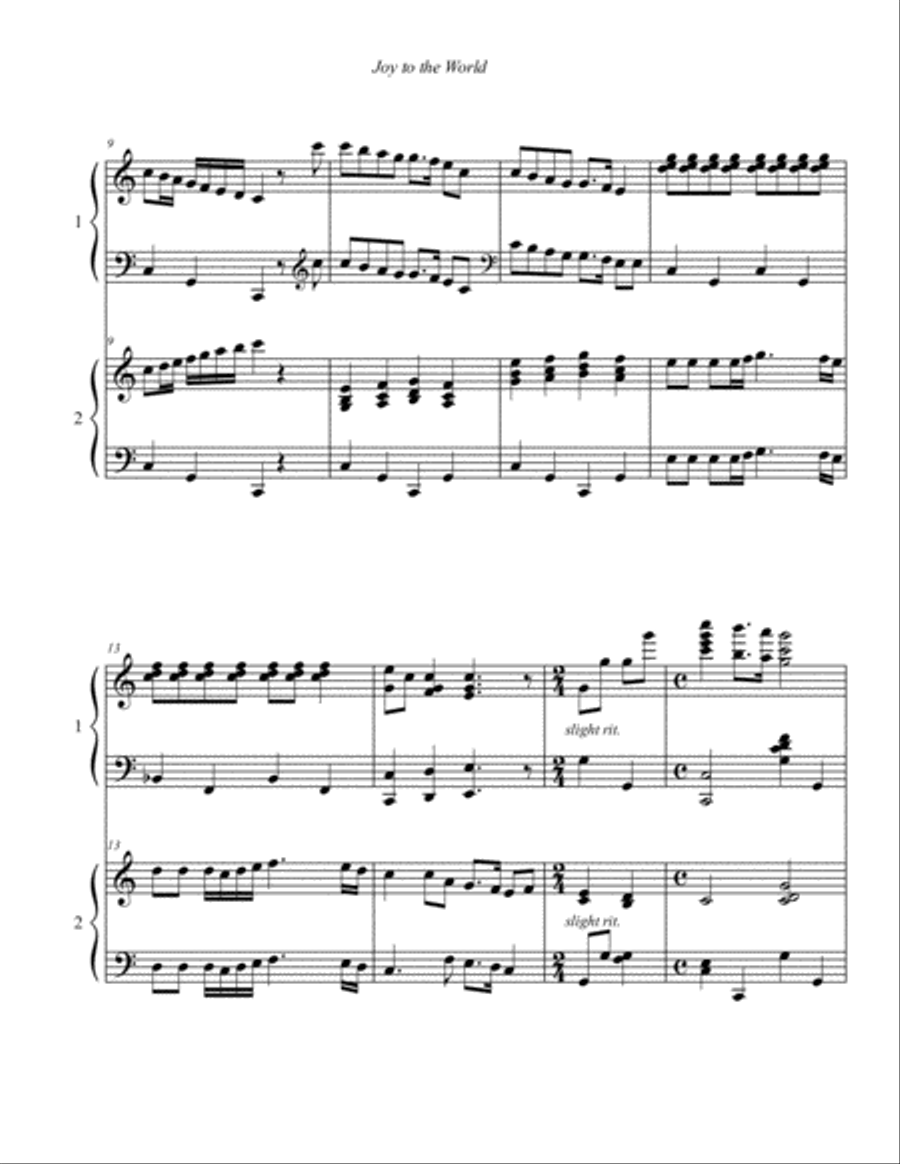 Joy to the World 2 Pianos, 4-Hands scores gallery preview page 2