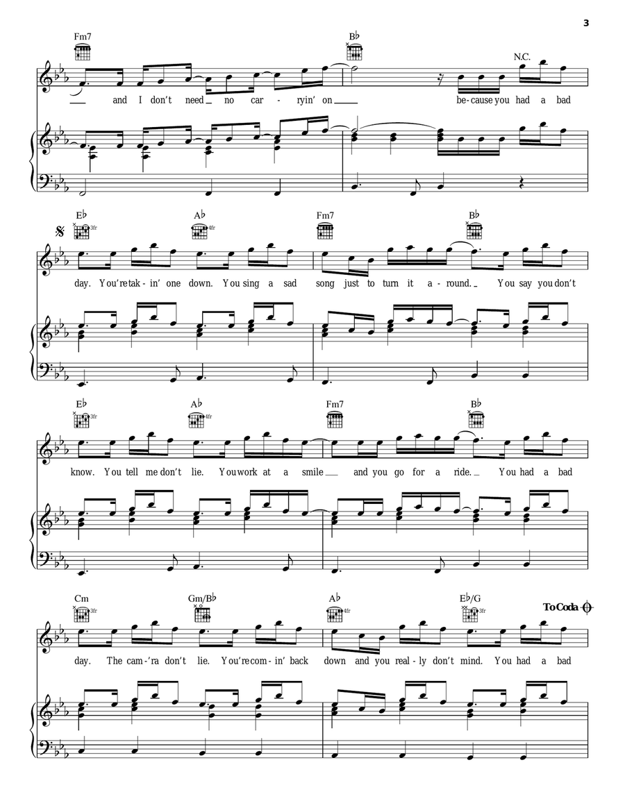 Bad Day Piano, Vocal, Guitar scores gallery preview page 3