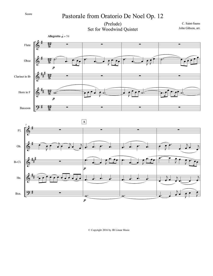 Pastorale from Oratorio De Noel set for Woodwind Quintet Woodwind Quintet scores gallery preview page 2