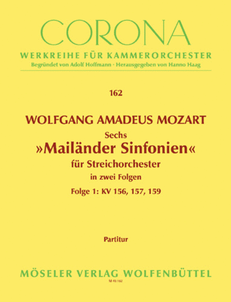 Six Milan sinfonies KV 155-160 Band 1