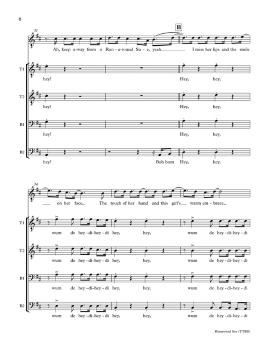 Runaround Sue TTBB scores gallery preview page 5