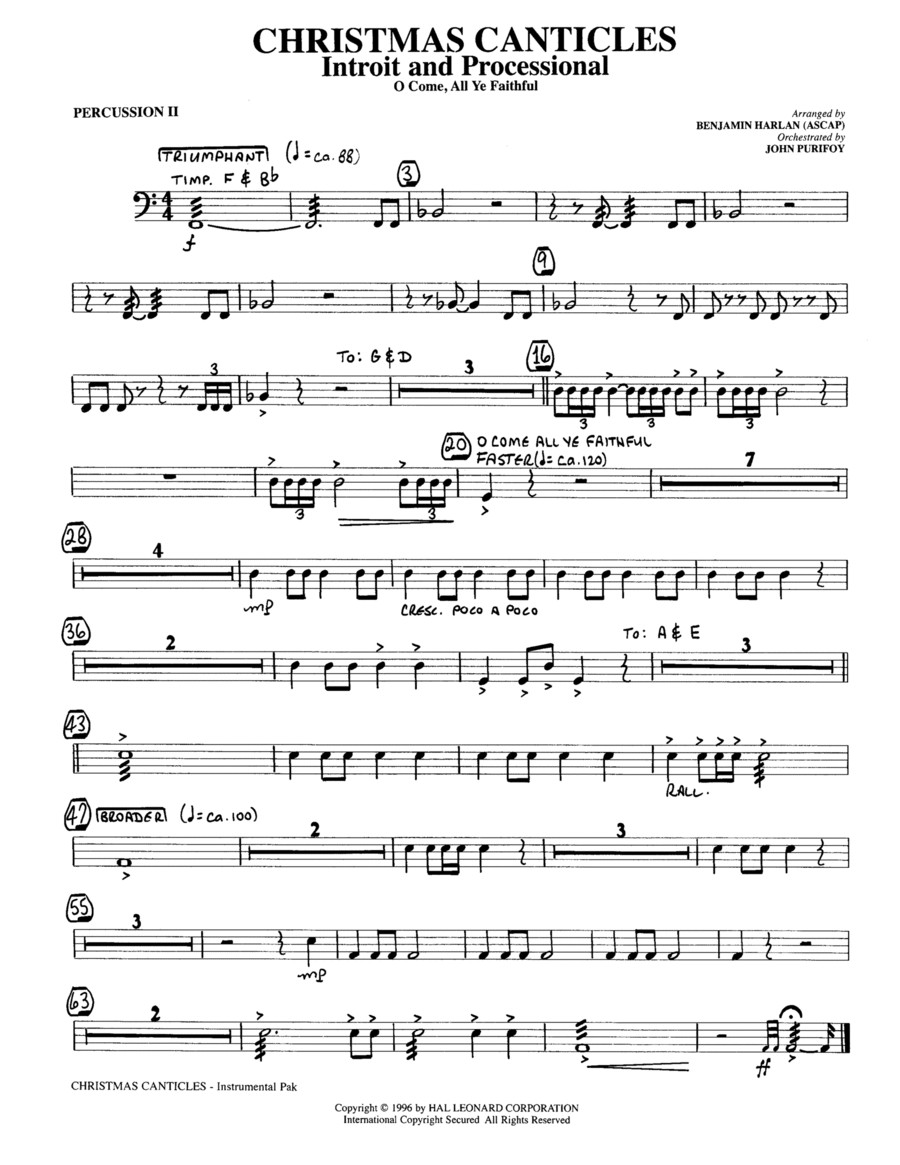 Christmas Canticles: A Cantata of Carols in Four Suites (Full Orchestra) - Percussion 2 Choir scores gallery preview page 1