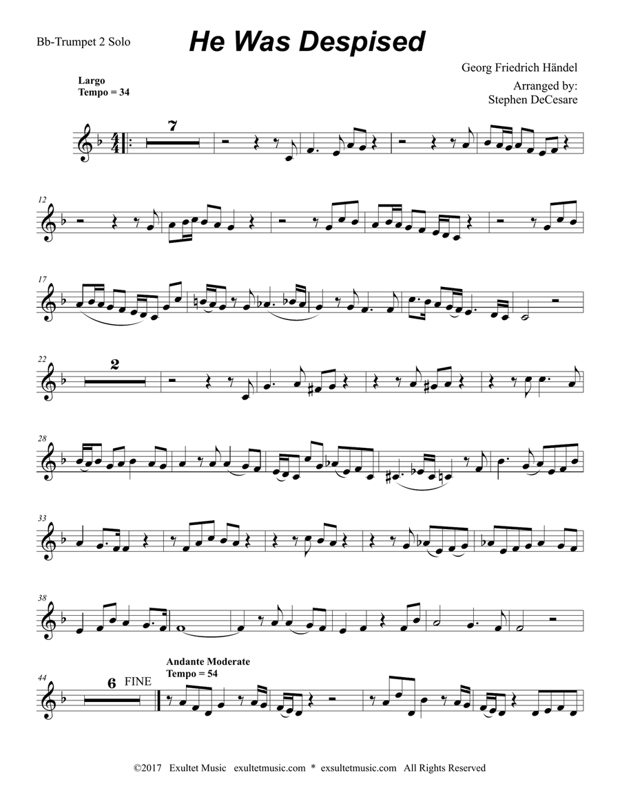 He Was Despised (Bb-Trumpet solo and Piano) Trumpet Solo scores gallery preview page 6