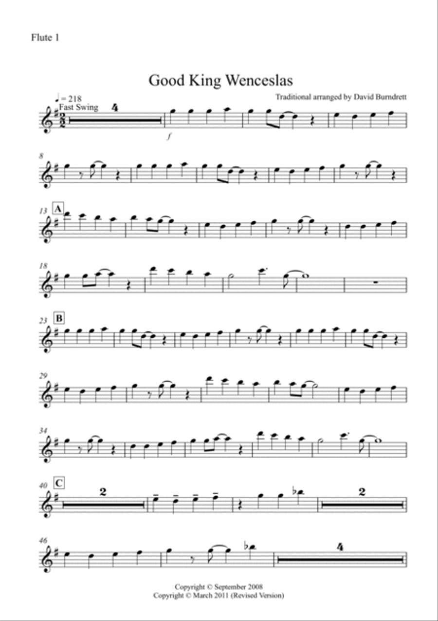 Good King Wenceslas (Jazzy Style!) for flute Quartet Good King Wenceslas (Jazzy Style!) for flute Quartet Flute Quartet scores gallery preview page 5