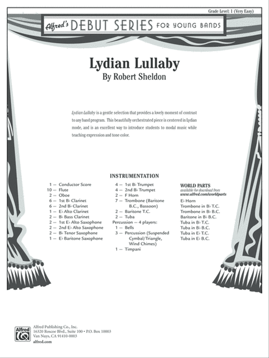 Lydian Lullaby: Score Lydian Lullaby: Score Concert Band scores gallery preview page 1