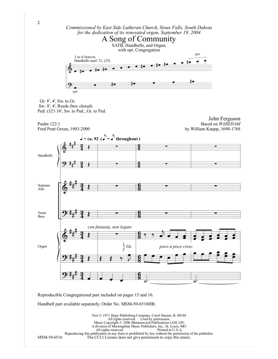 A Song of Community A Song of Community 4-Part scores gallery preview page 1