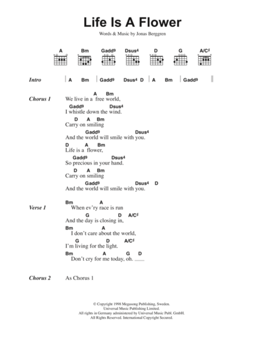 Life Is A Flower Life Is A Flower Acoustic Guitar scores gallery preview page 1