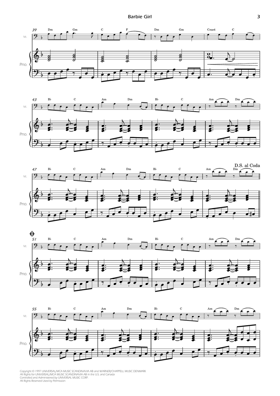 Barbie Girl Piano scores gallery preview page 5