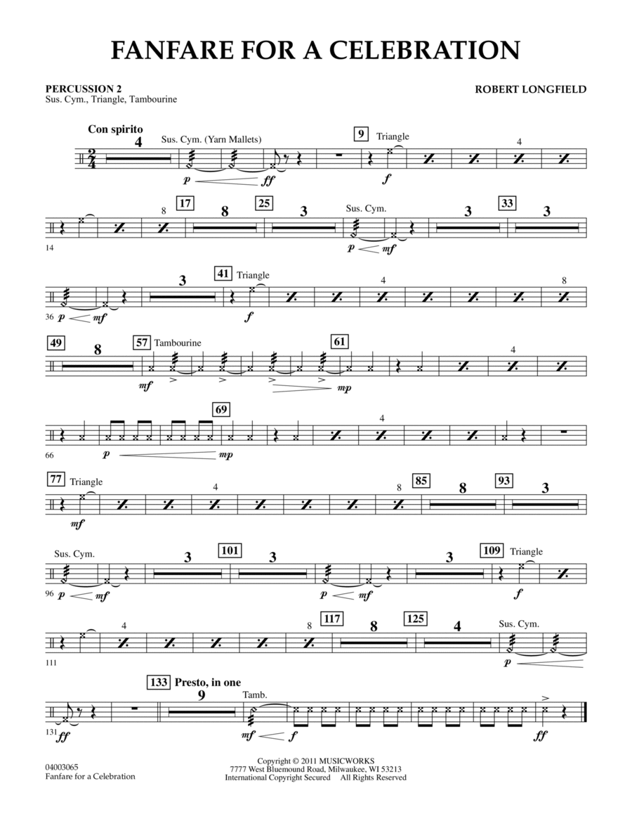 Fanfare For A Celebration - Percussion 2 Concert Band scores gallery preview page 1