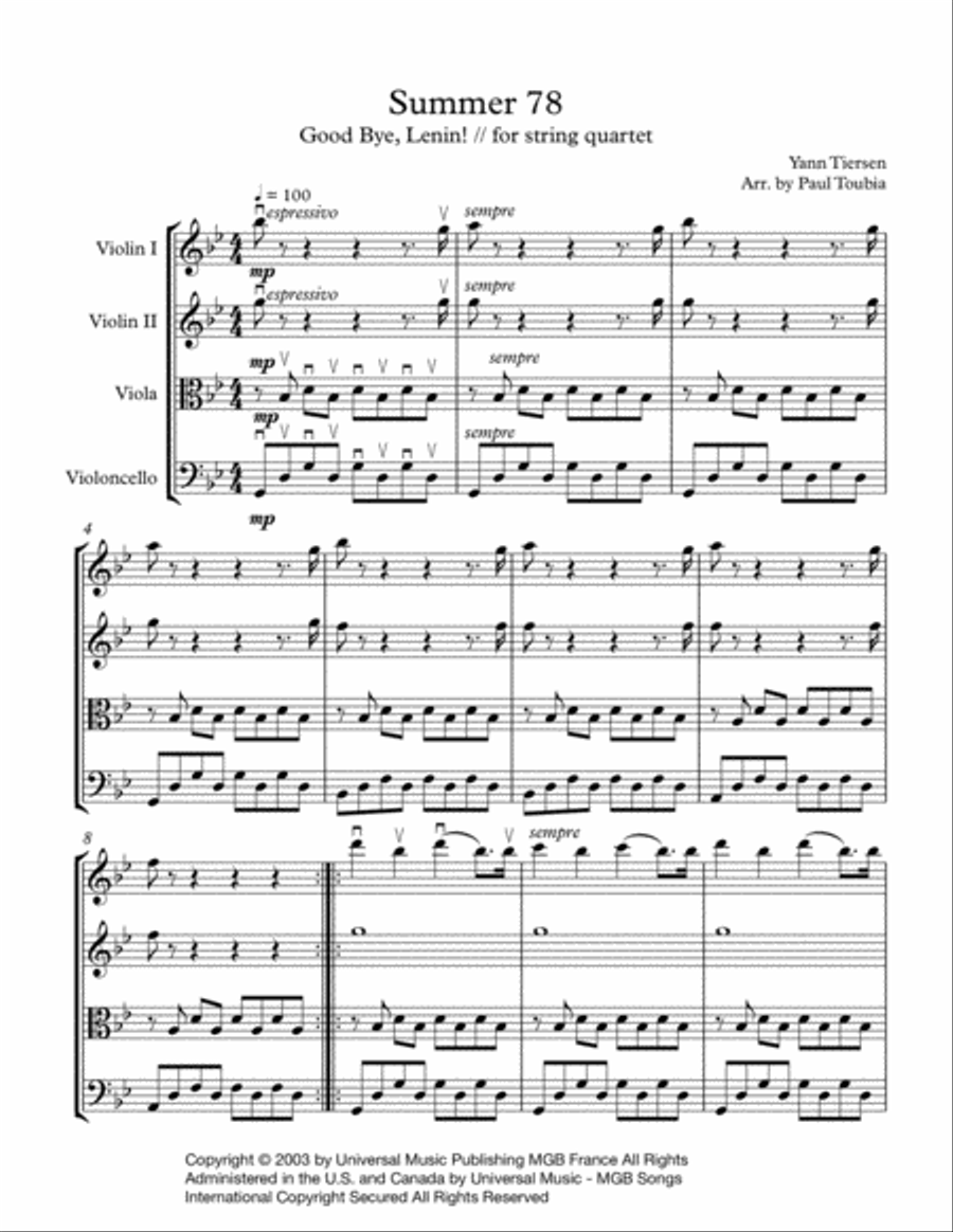 Summer 78 String Quartet scores gallery preview page 2
