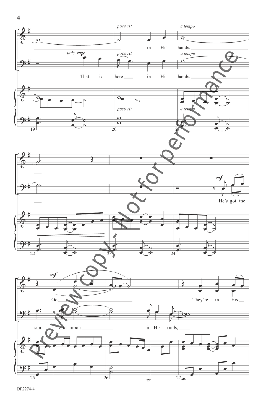 In His Hands In His Hands 4-Part scores gallery preview page 5