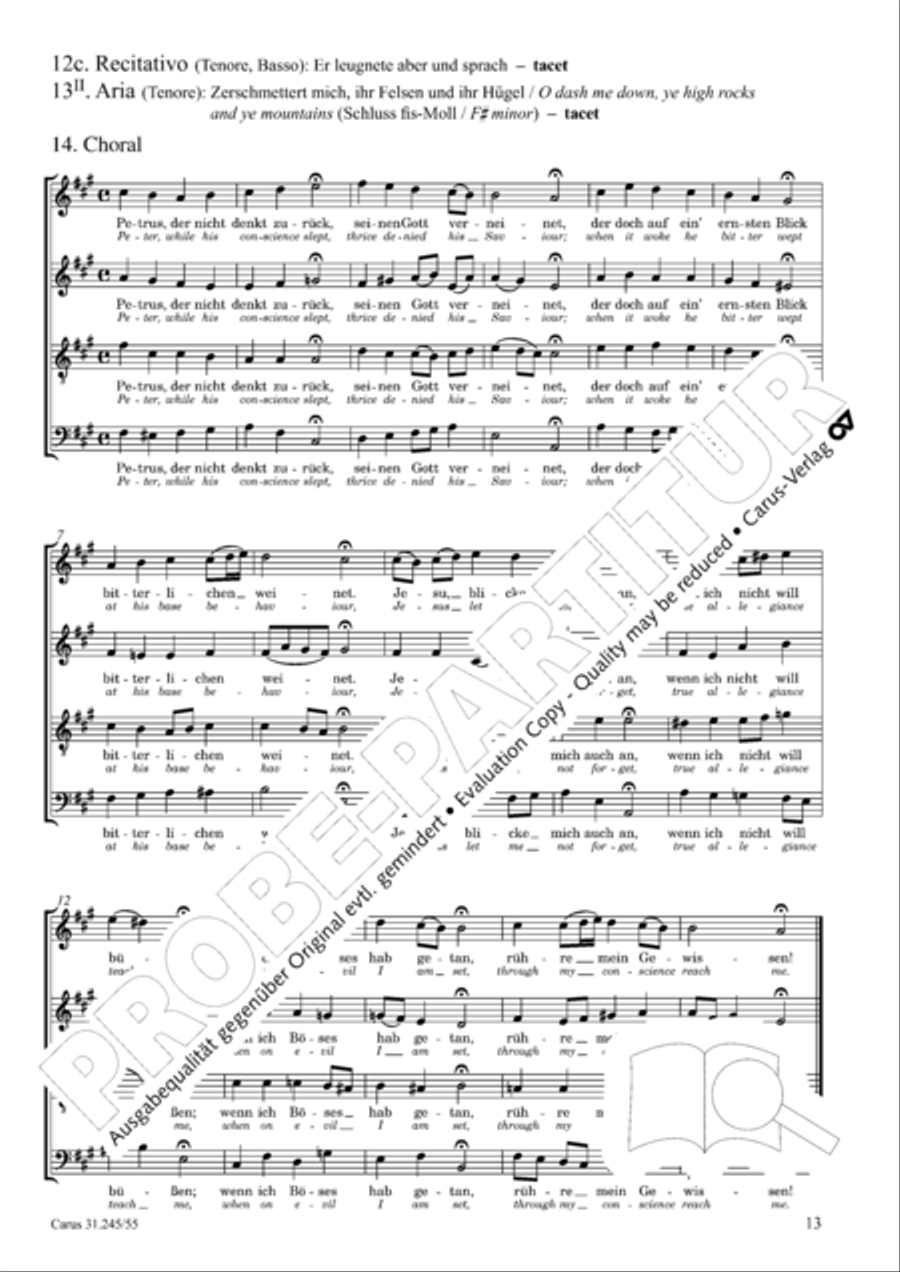 St. John Passion (Johannes-Passion) 4-Part scores gallery preview page 14
