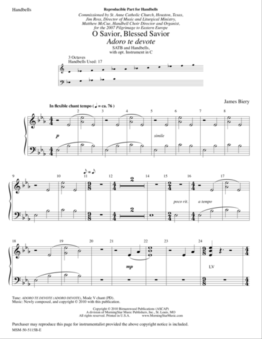 O Savior, Blessed Savior (Adoro te devote) Choir scores gallery preview page 1