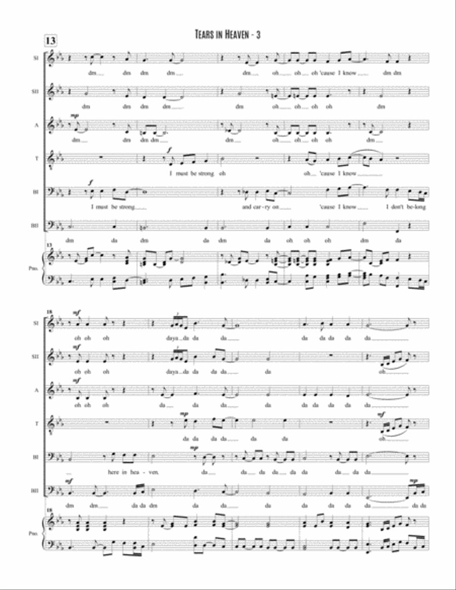 Tears In Heaven 4-Part scores gallery preview page 4