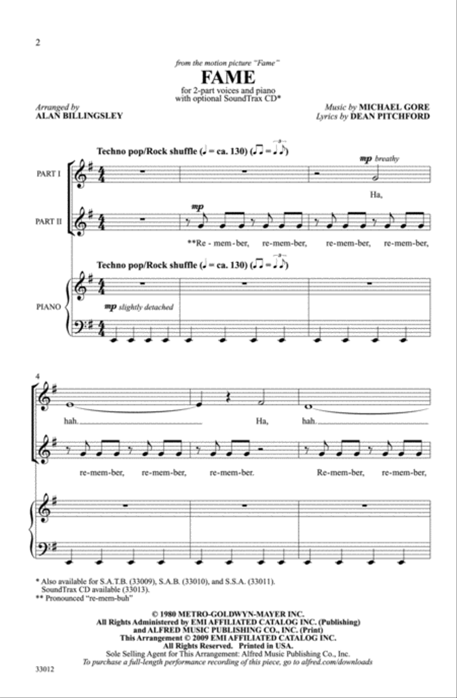 Fame Fame 2-Part scores gallery preview page 2