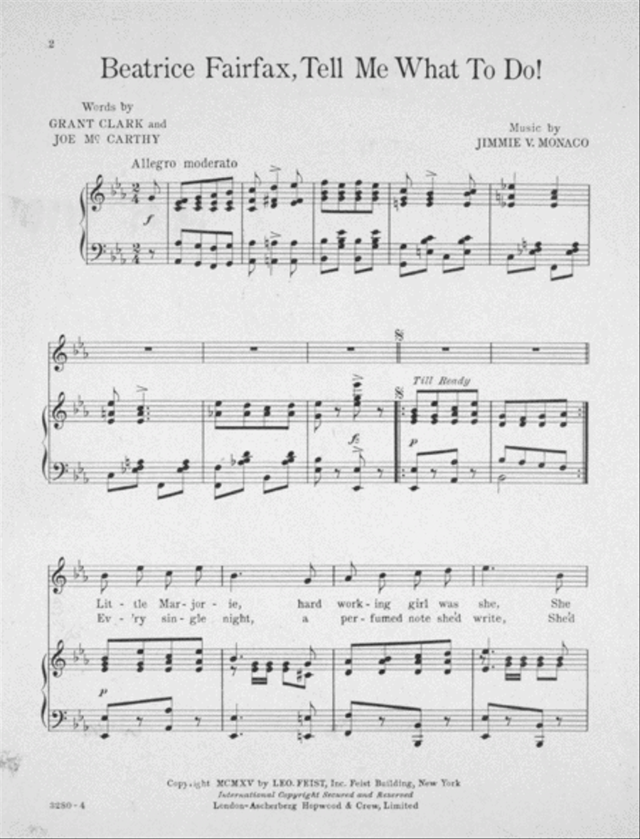 Beatrice Fairfax, Tell Me What To Do Voice scores gallery preview page 2