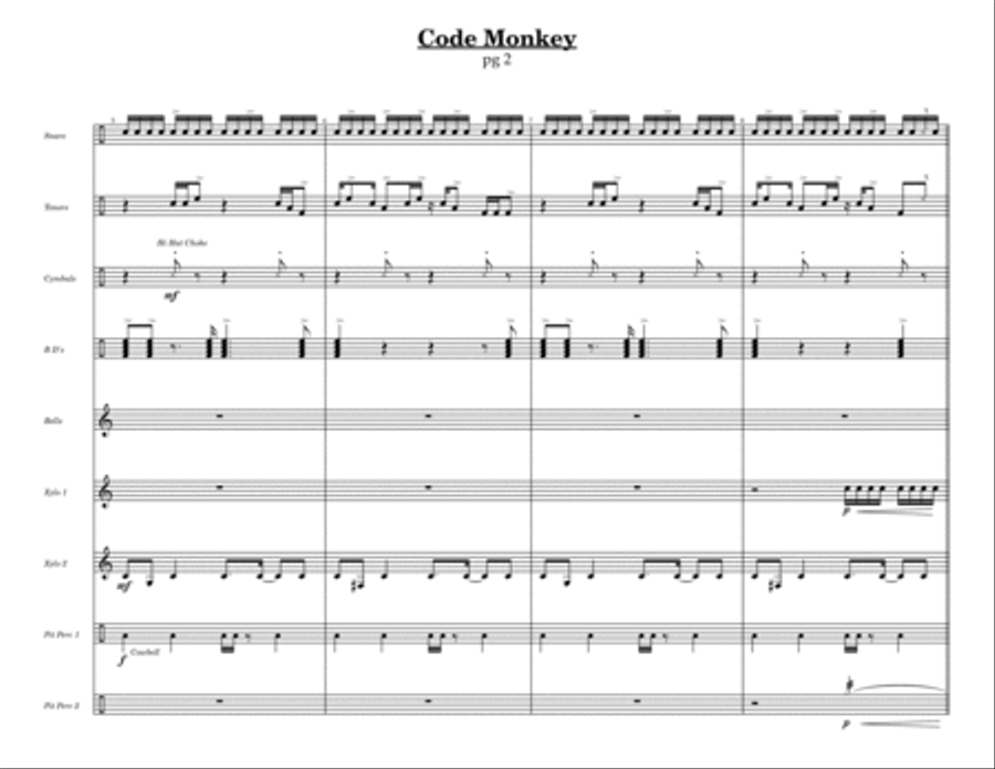 Code Monkey w/Tutor Tracks Percussion Ensemble scores gallery preview page 4