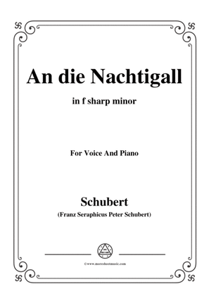Book cover for Schubert-An die Nachtigall,Op.172 No.3,in f sharp minor,for Voice&Piano