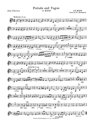 Book cover for Prelude and Fugue in D minor: E-flat Alto Clarinet