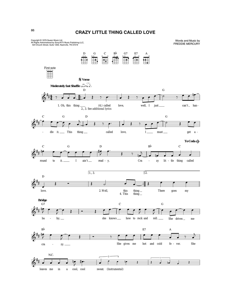 Crazy Little Thing Called Love Mandolin scores gallery preview page 1