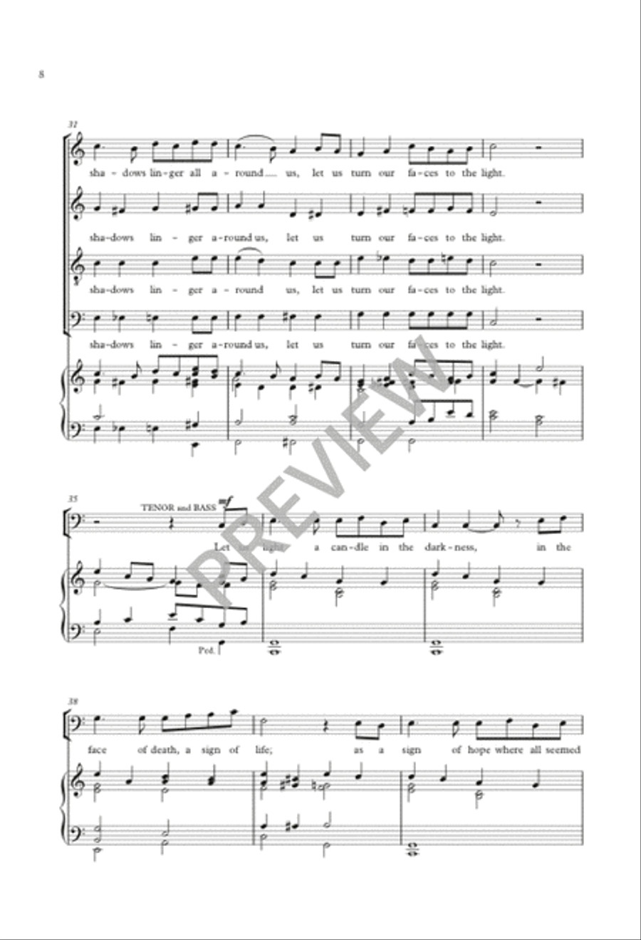 Let Us Light a Candle 4-Part scores gallery preview page 9