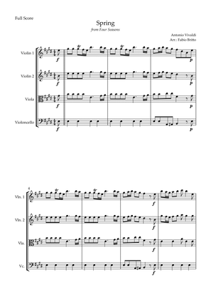 Spring (from Four Seasons of Antonio Vivaldi) for String Quartet