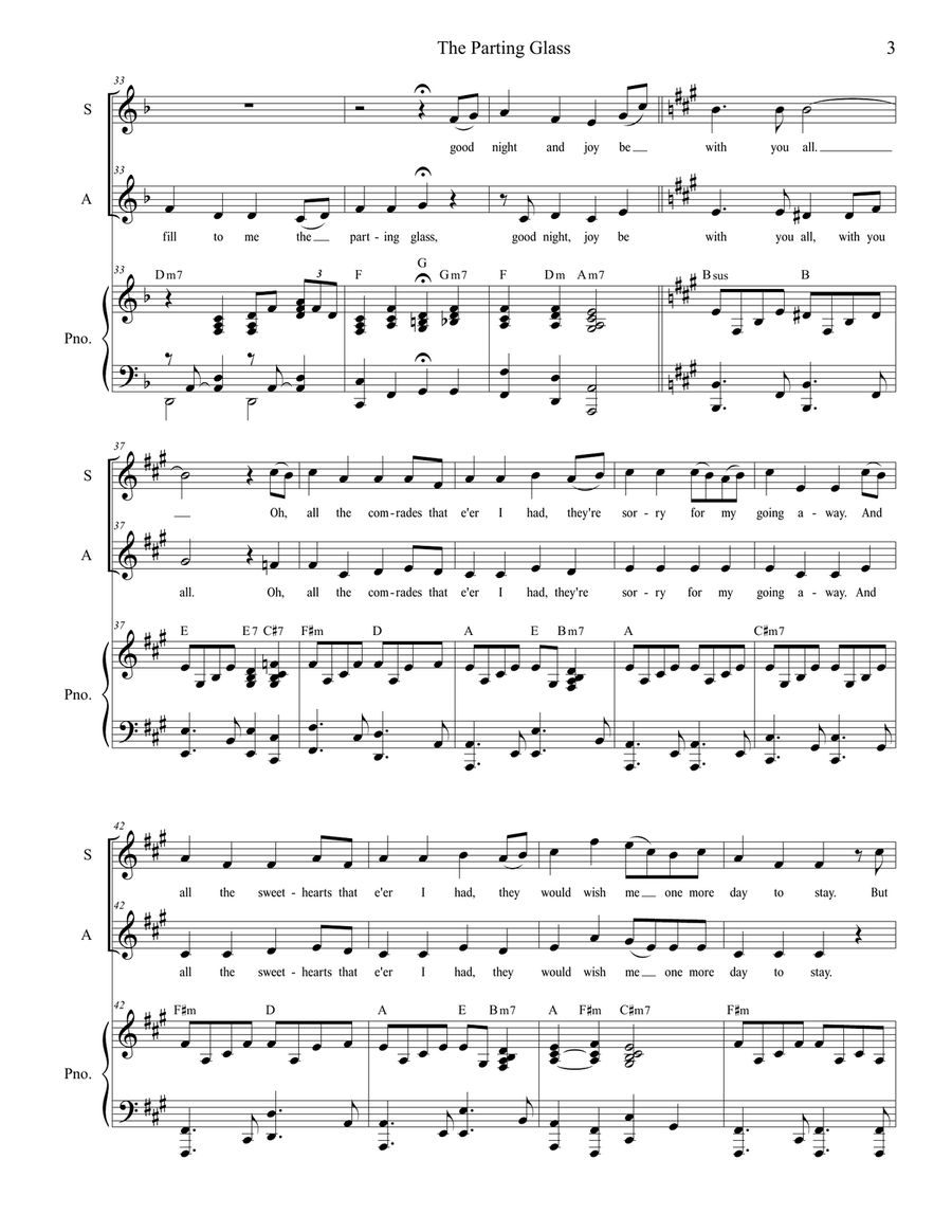 The Parting Glass (Duet for Soprano and Alto Solo) Alto Voice scores gallery preview page 3