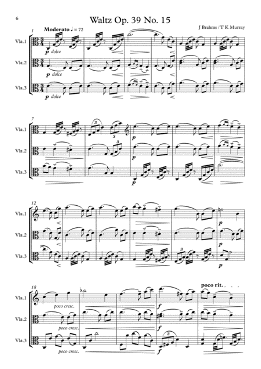 3 Pairs of Pieces for 3 Violas Viola Trio Viola Group - Mozart, Brahms, Reger Small Ensemble scores gallery preview page 6