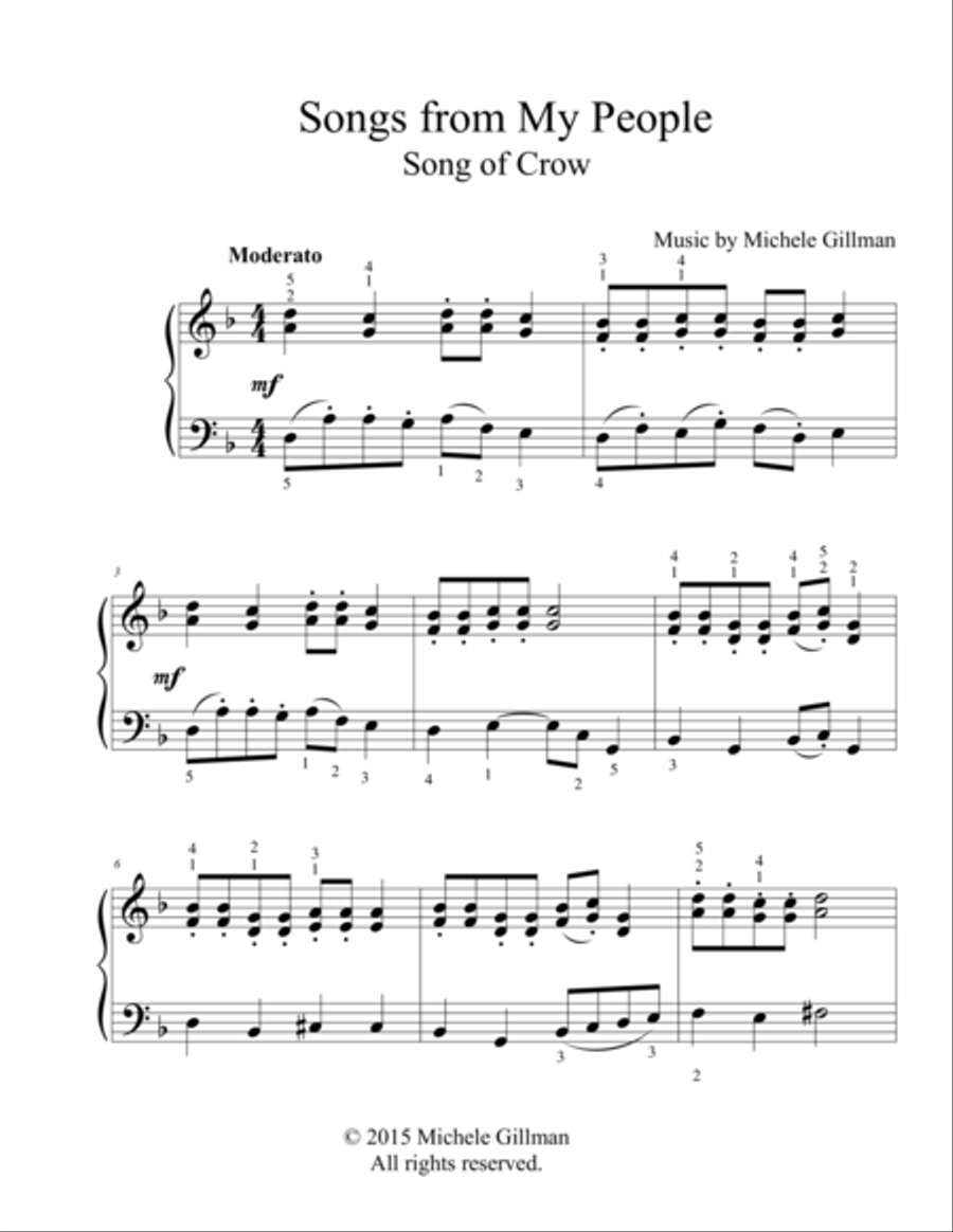 Songs from My People - Song of Crow Piano Solo scores gallery preview page 1