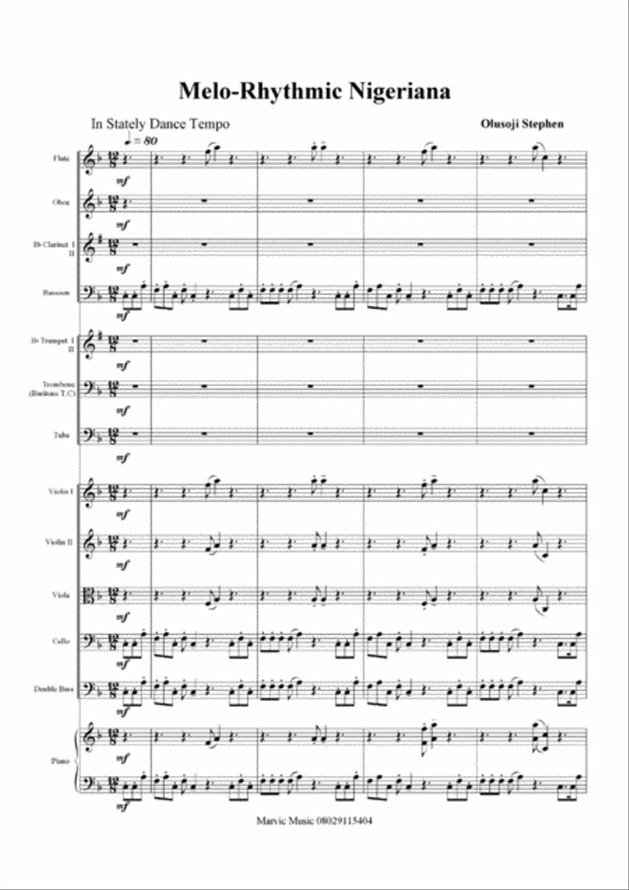 Melorythmic Nigeriana,Olusoji Small Ensemble scores gallery preview page 1