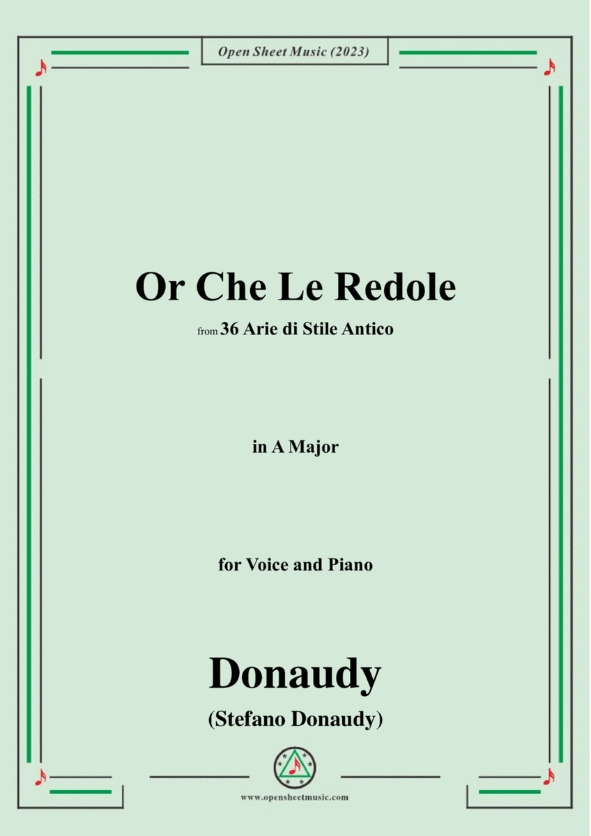 Donaudy-Or Che Le Redole,in A Major