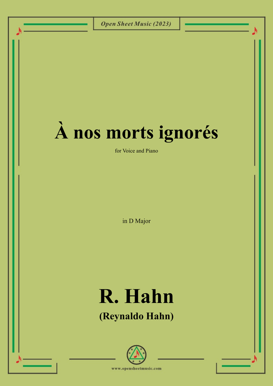 R. Hahn-À nos morts ignorés,in D Major