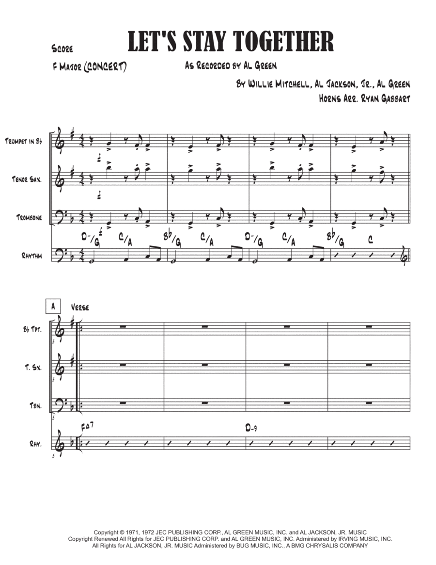Let's Stay Together Tenor Saxophone scores gallery preview page 1