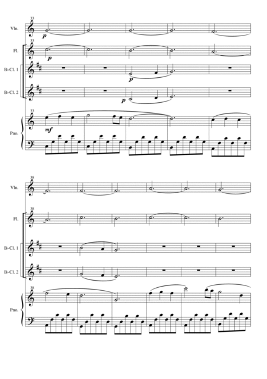 Simple Suite - For Violin, Flute, two Clarinets and Piano. Composed by Graham Dickson-Place Small Ensemble scores gallery preview page 4