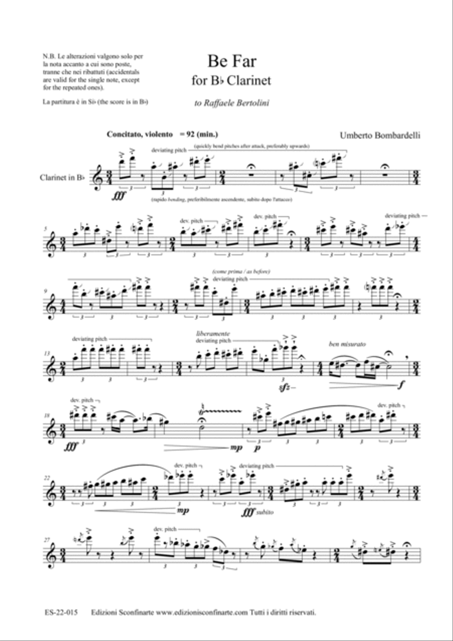 Umberto Bombardelli: BE FAR (ES-22-015) B-Flat Clarinet scores gallery preview page 3