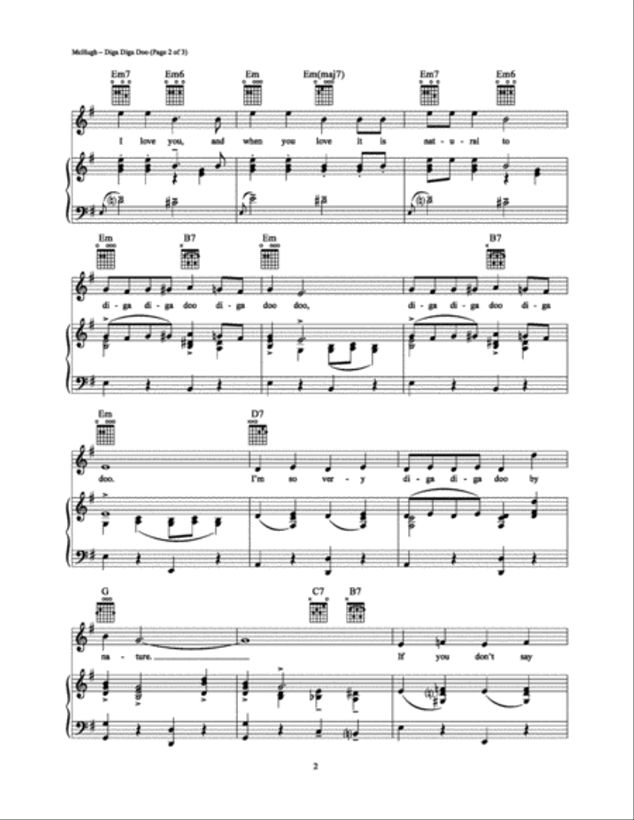 Diga Diga Doo Piano, Vocal, Guitar scores gallery preview page 2