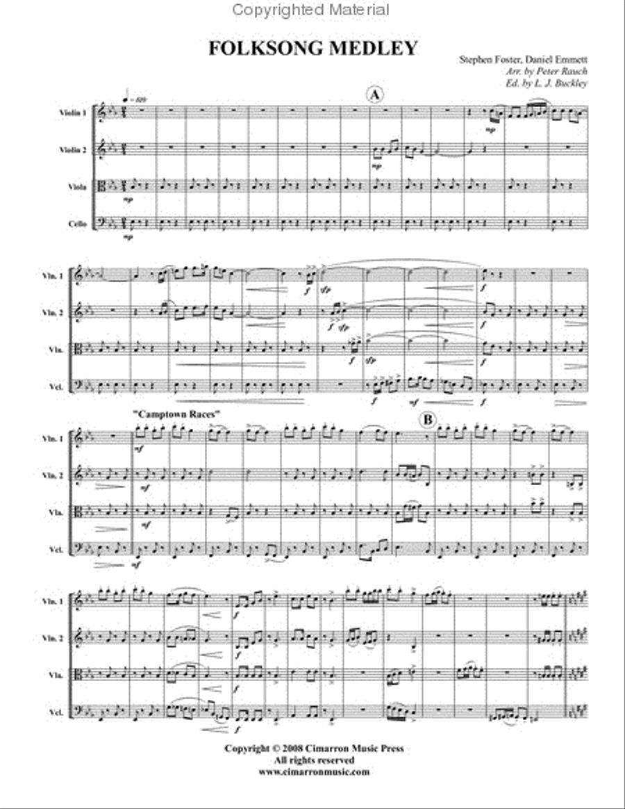 Folksong Medley Folksong Medley String Quartet scores gallery preview page 2