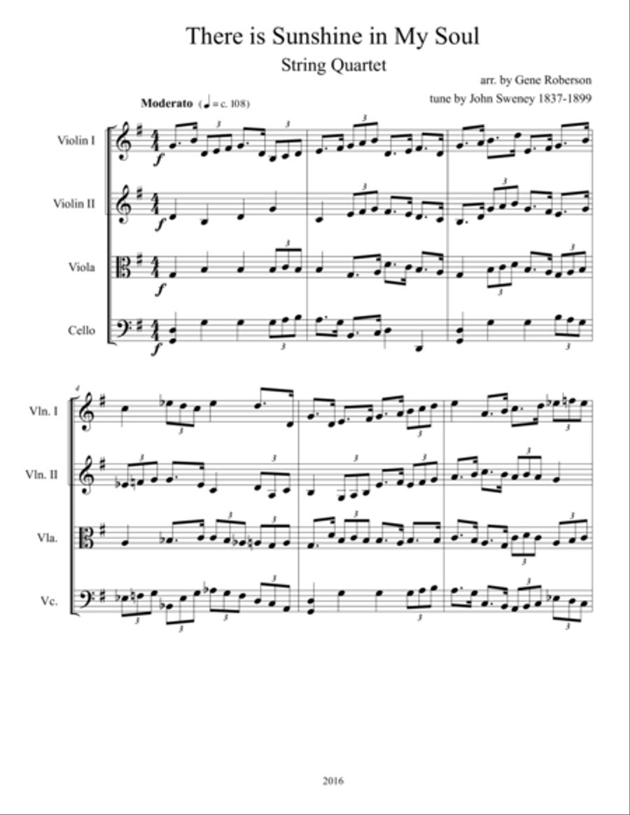 There is Sunshine in My Soul STRING QUARTET String Quartet scores gallery preview page 2