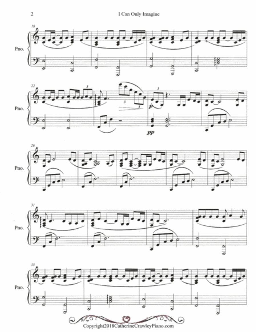 I Can Only Imagine Piano Solo scores gallery preview page 2