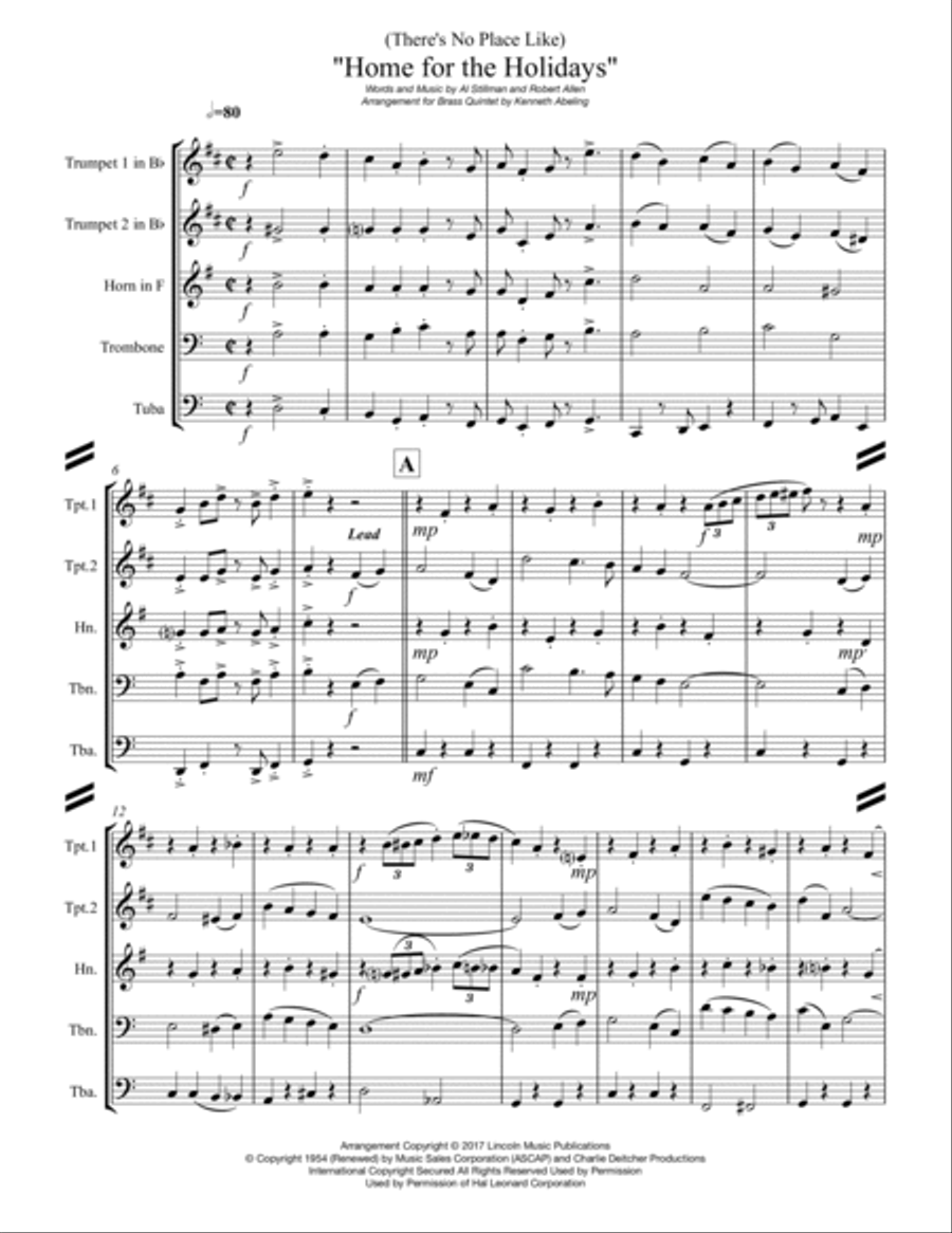 (There's No Place Like) Home For The Holidays Horn scores gallery preview page 2