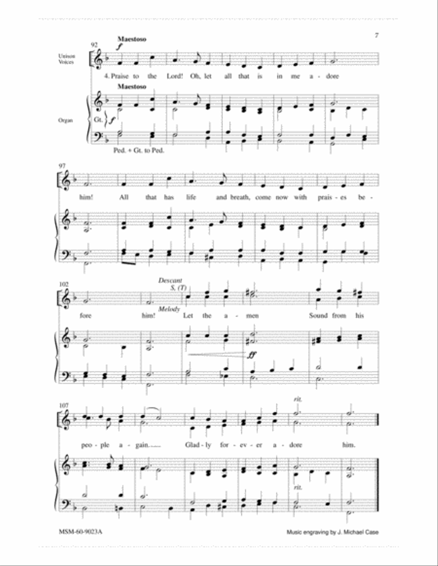 Praise to the Lord the Almighty 4-Part scores gallery preview page 4